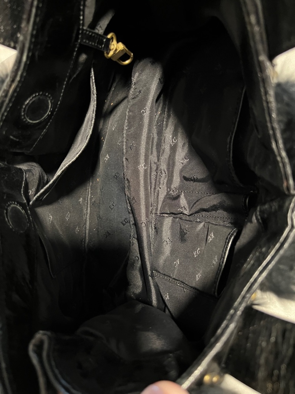 Kenneth Cole Black Rabbit Fur and leather bag with Studded Trim. - Picture 4 of 7